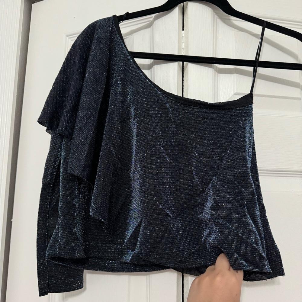 ZARA Sparkly one shoulder blouse